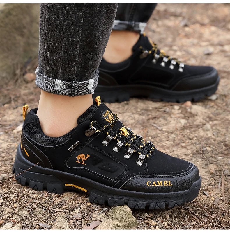 Classic Black Men's Hiking Shoes Outdoor Low Climbing Walking Shoes For Men Trekking Sneakers Non-Slip Mountaineering Shoes Man