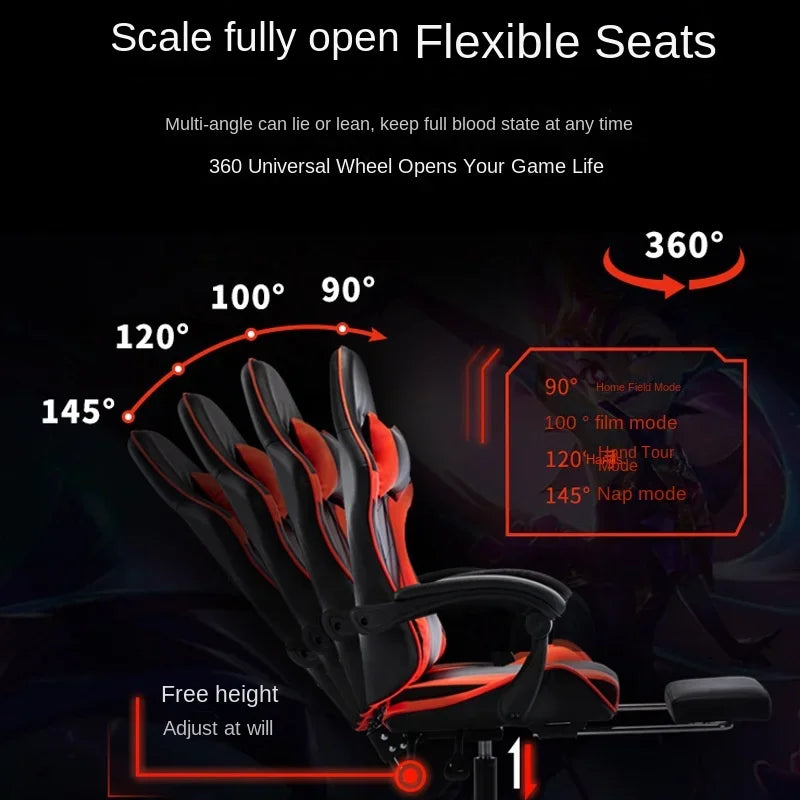 Chaise Gaming Chair Sofa with Bluetooth Speaker, Ergonomic Computer Gaming Chair, Office Chair with Adjustable Height, Reclining Gamer Chair