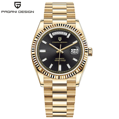 PAGANI DESIGN Mostrador esmaltado DD36 Relógio automático de luxo prateado e dourado para homem Relógio de pulso mecânico com cristal de safira AR para homem