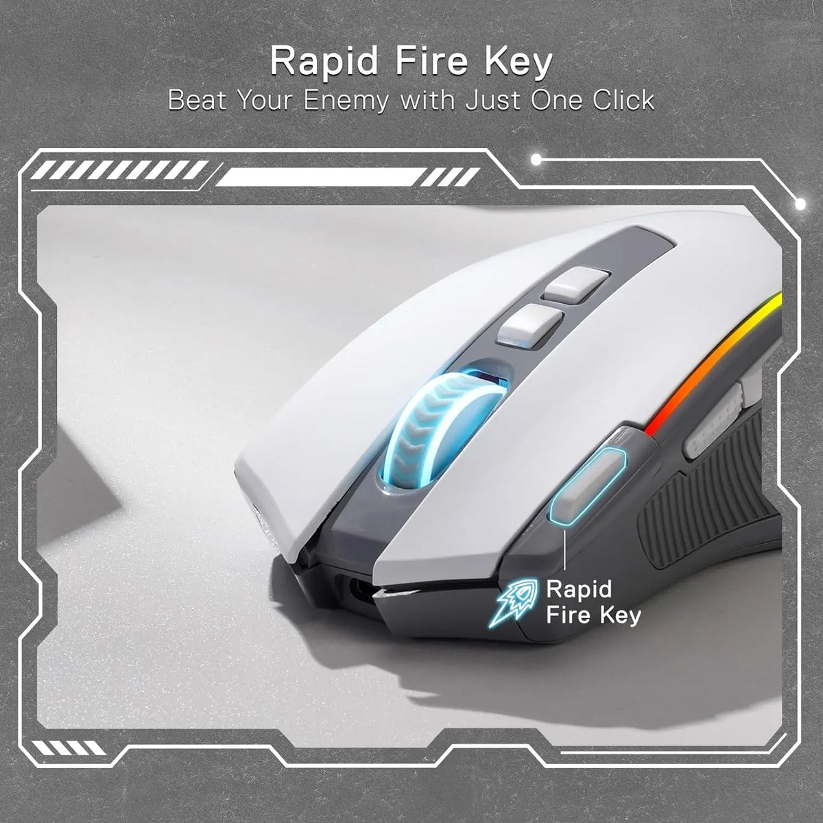 Redragon M612 PRO RGB Wireless Gaming Mouse, Tri-Mode Bluetooth 2.4G & Wired, 8000 DPI Optical Gaming Mouse, 9 Programmable Buttons, 7 RGB Backlit Modes