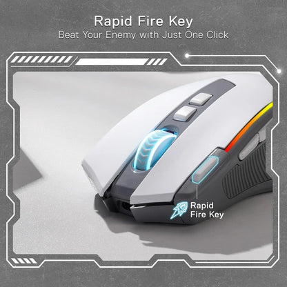 Redragon M612 PRO RGB Wireless Gaming Mouse, Tri-Mode Bluetooth 2.4G & Wired, 8000 DPI Optical Gaming Mouse, 9 Programmable Buttons, 7 RGB Backlit Modes