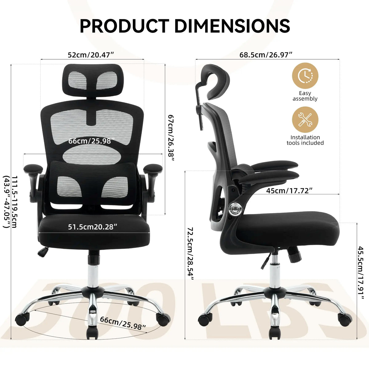 Ergonomic High Back Mesh Office Chair with Adjustable Headrest, Lumbar Support, 360° Swivel Rolling Computer Gaming Chair for Home Office