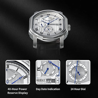 BERNY Men Mechanical Watch Top Accuracy Move Automatic Wristwatch Luxury Male Clock Sapphire Self-Winding Men's Watch Waterproof