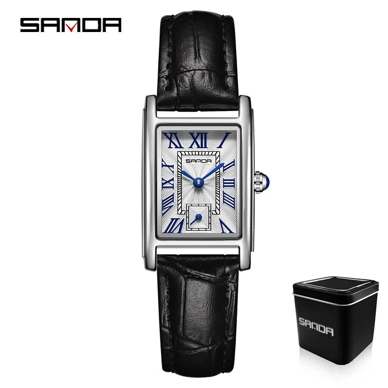 SANDA 1116 Women’s Elegant Quartz Watch  Rectangle Dial, Water Resistant & Business Design