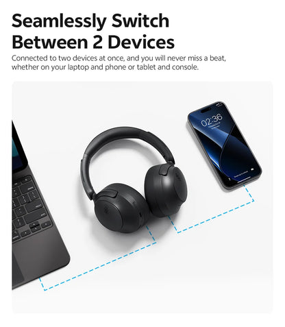 QCY H3S – Adaptiver ANC-Over-Ear-Bluetooth 6.0-Kopfhörer mit -56dB – Hi-Res LDAC Wireless-Headset, 102H Akku, räumlicher Klang mit Dual-Treiber