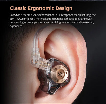KZ EDX PRO X Wired Earphones HiFi Stereo Bass Earbuds with Detachable Cable, Gaming Sport In-Ear Headphones with Noise Isolation