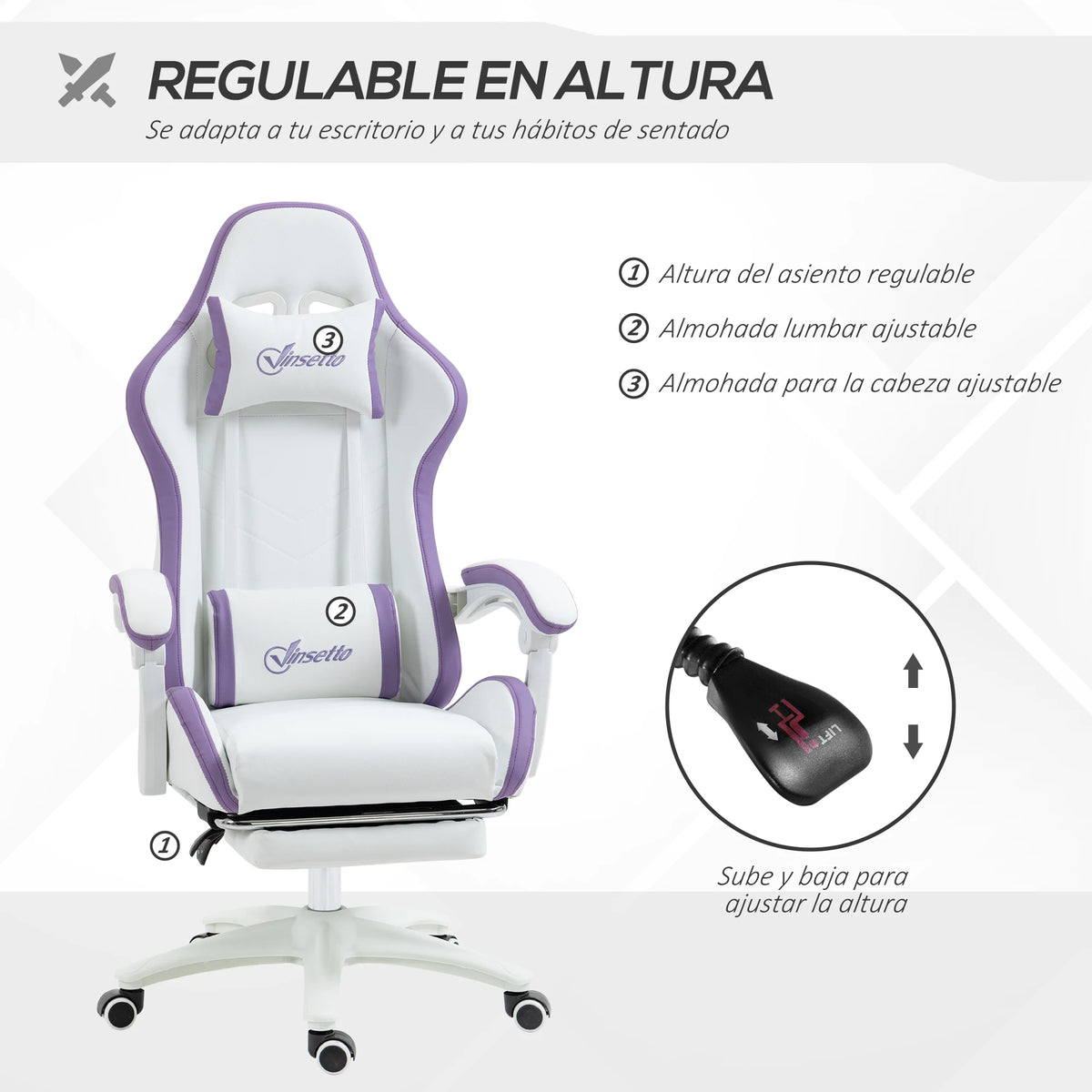 Vinsetto Gaming Chair PU Leather Gamer Chair with Footrest, Reclining 135° Ergonomic Gaming Chair with Headrest & Lumbar Support
