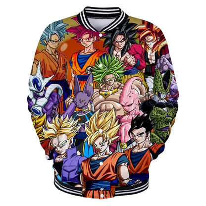 New Japanese Anime Dragon Ball Z Varsity Jacket Autumn Casual Sweatshirt Hoodie Coat Jacket Brand Baseball Jacket
