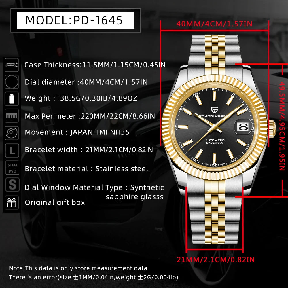 2026 New PAGANI DESIGN Watches Luxury Gold And Silver Mechanical Watches For Men Stainless Steel Sapphire Mirror Automatic Watch