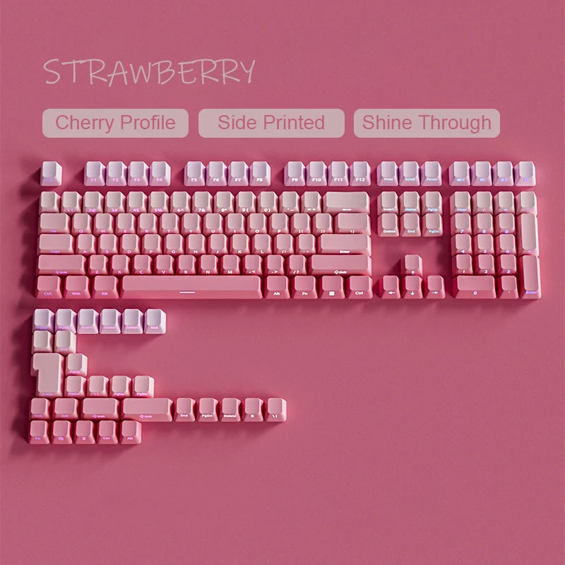 OEM PBT Side Engraved Keycaps for Mechanical Keyboard, 136-Key Red & Black Gradient Keycaps for MX Switch 60/64/84/98/108 Gaming Mechanical Keyboard