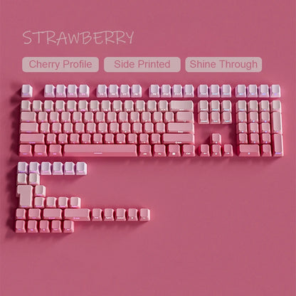 OEM PBT Side Engraved Keycaps for Mechanical Keyboard, 136-Key Red & Black Gradient Keycaps for MX Switch 60/64/84/98/108 Gaming Mechanical Keyboard