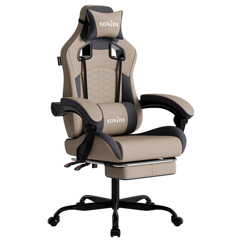 SUKIDA Ergonomic Gaming Chair with Lumbar Support, Adjustable Racing Office Chair, Swivel Executive Chair with Headrest and Armrests