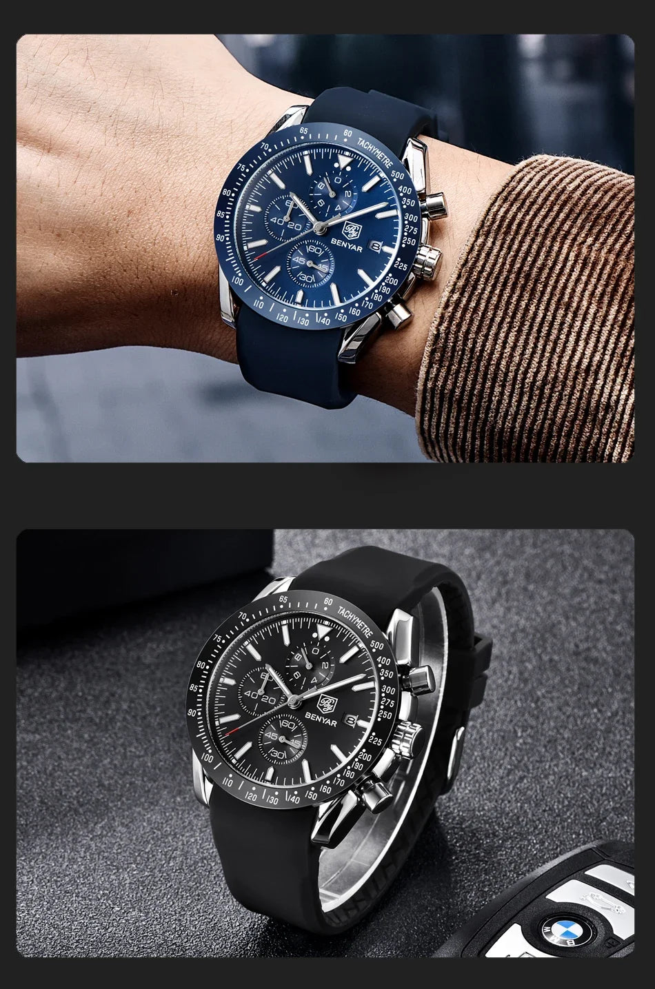 Men Watch BENYAR Top Brand Luxury Full Steel Business Quartz Watch Men Casual Waterproof Sports Watches Clock Relogio Masculino