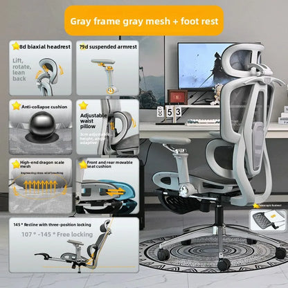 Ergonomic Office Chair with 10D Armrest, Adjustable Height Gaming Chair, Minimalist Computer Chair with Lumbar Support for Study & Work