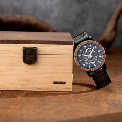 Automatic Mechanical Watch BOBO BIRD New Top Business Men Wooden Wristwatch Unique Custom Engraved Watches Christmas Gift Box