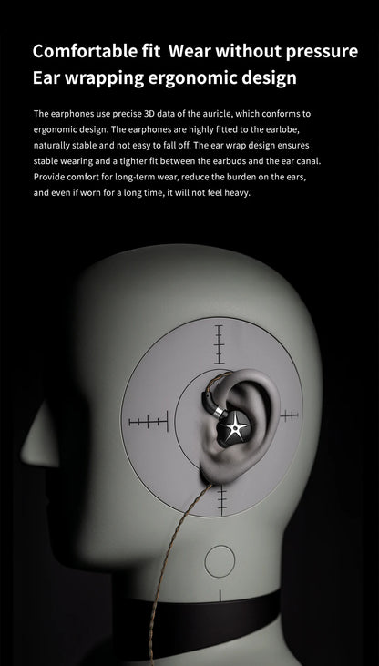 TRN Starfish HiFi Wired Earphones 12mm Dynamic Driver In-Ear Monitors with Beryllium Diaphragm, Detachable Cable Audiophile HiFi Headphones