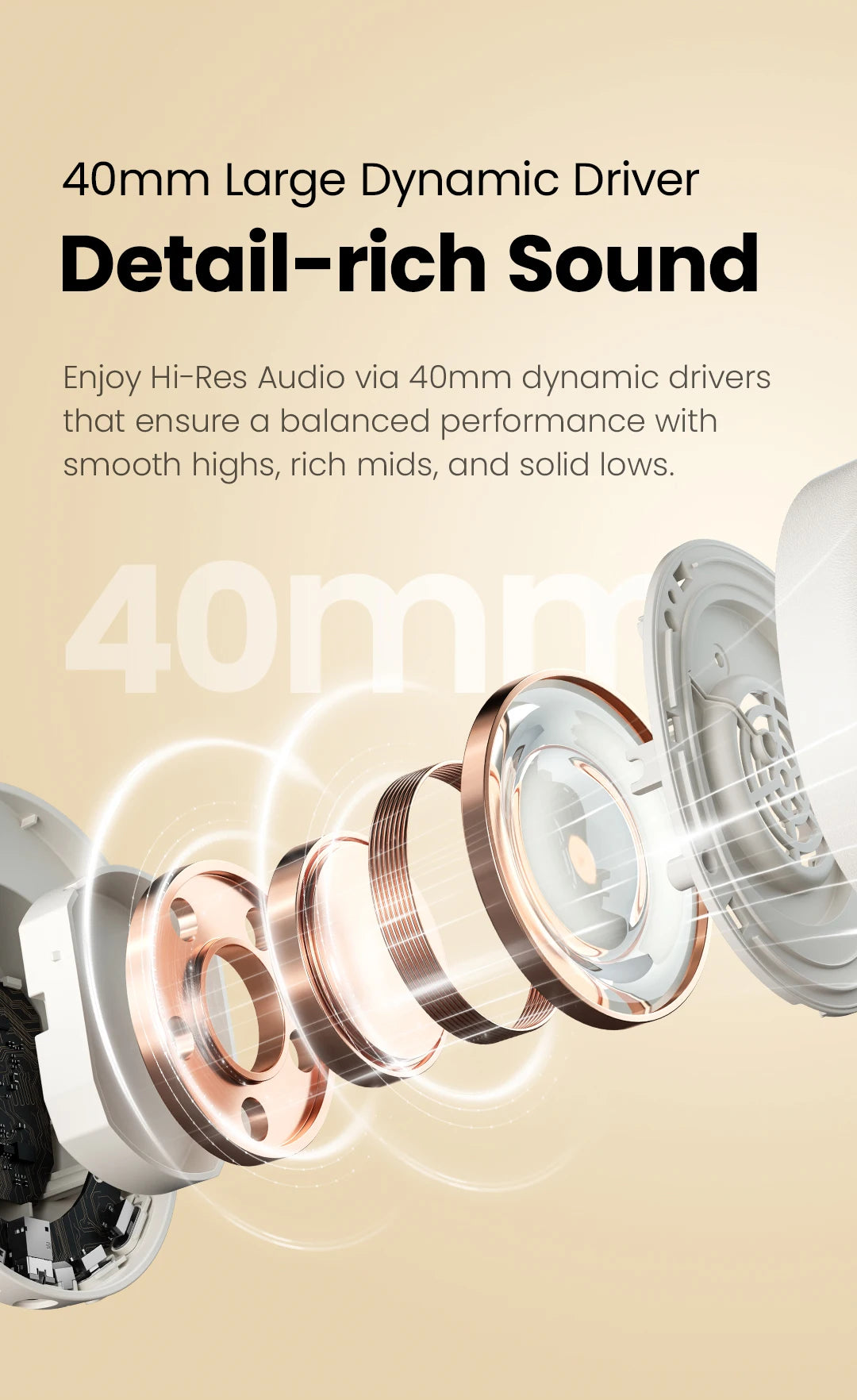HAYLOU S30 Wireless Bluetooth 5.4 ANC Headphones 43dB Noise Cancelling Headsets with 40mm Driver, 80H Playtime Hi-Res Audio Earphones
