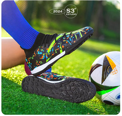 Turf Soccer Cleats Professional Men Football Boots Breathable Mesh Youth Soccer Shoes Anti Skid Male Sneakers Society Chuteira