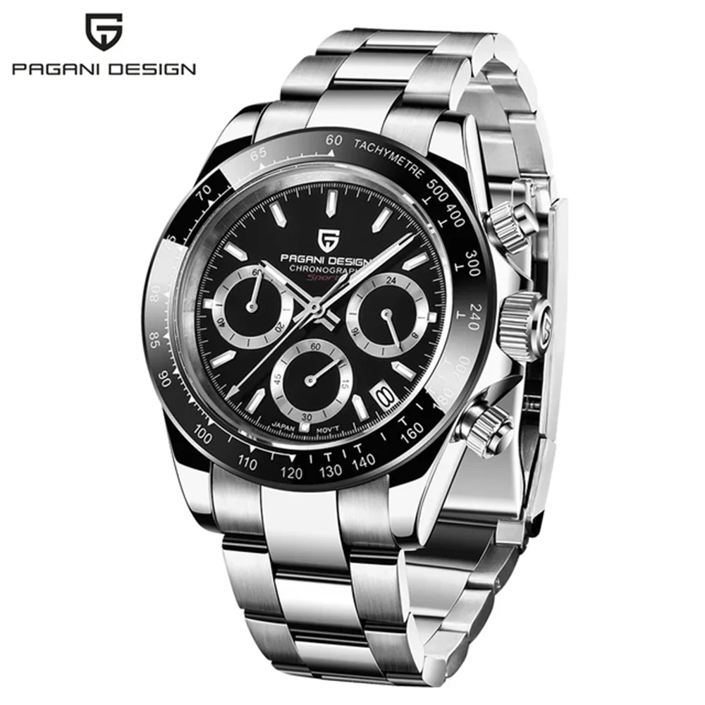 New PAGANI DESIGN PD1644 Luxury Men's Quartz Watch Automatic date Wristwatches Sport 100m Waterproof Chronograph Men Gift