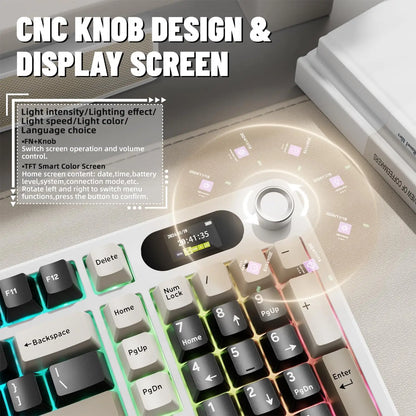ATTACK SHARK X98Pro Wireless Mechanical Keyboard with Screen & Knob, Tri-Mode Hot Swappable RGB Mechanical Keyboard, Gasket Mounted Gaming Keyboard for PC, Mac & Laptop