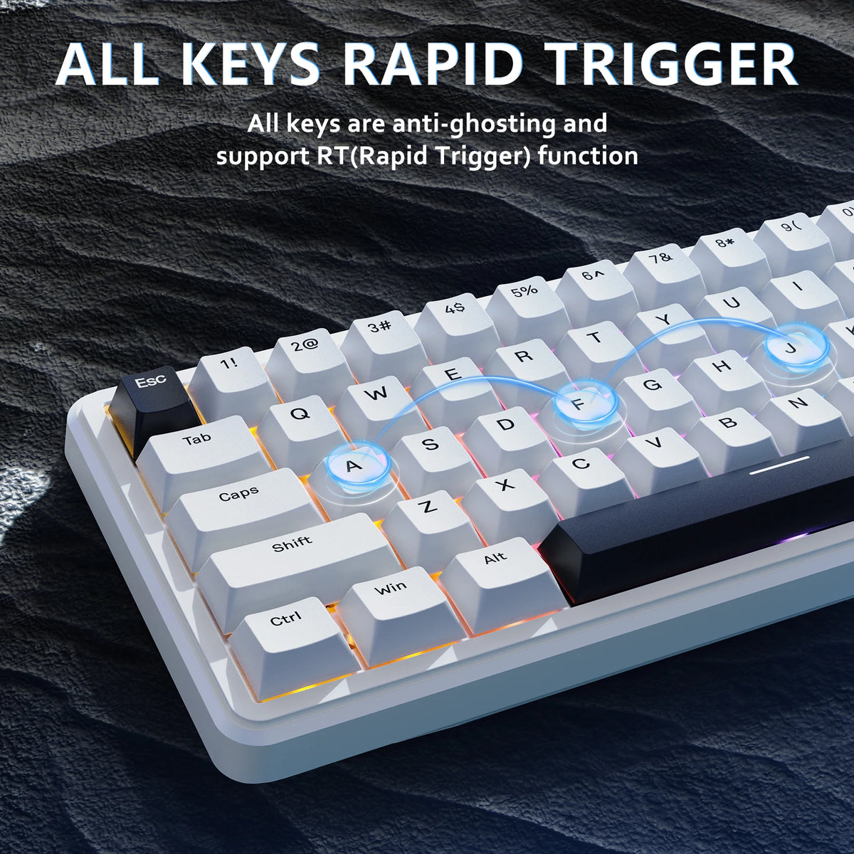 ATTACK SHARK X65 HE Magnetic Switch Rapid Trigger Keyboard, 65% Wired Gaming Keyboard with 8000Hz Polling Rate, Hall Effect RGB Mechanical Keyboard
