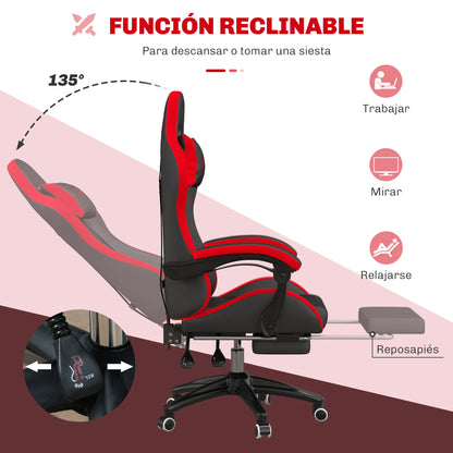 Vinsetto Ergonomic Gaming Chair Racing Style PU Leather Reclining Chair with Lumbar Support, Footrest, Headrest & Adjustable Height