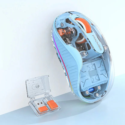 Lenovo Transparent Wireless Mouse Tri-Mode Bluetooth 2.4G Rechargeable RGB Breathing Light Mouse for Laptop PC Office