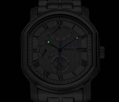 BERNY Men Mechanical Watch Top Accuracy Move Automatic Wristwatch Luxury Male Clock Sapphire Self-Winding Men's Watch Waterproof