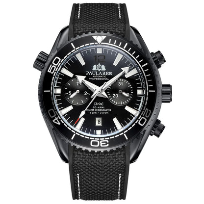 PAULAREIS P Luxury Men Automatic Self Wind Mechanical Watch for Men Rubber Strap Waterproof Luminous Date Fashion Mens Watches