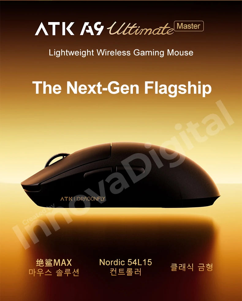 Ratón gaming inalámbrico ATK Dragonfly A9 Ultimate A9 Air PAW3950 ultraligero ergonómico para esports FPS CSGO A9 Ultra