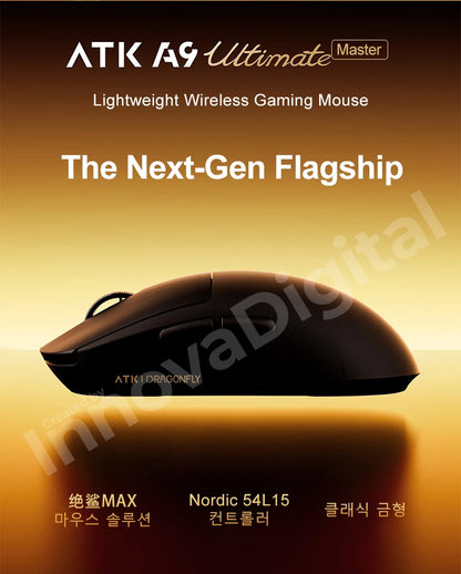 Mouse da gaming wireless ATK Dragonfly A9 Ultimate A9 Air PAW3950 ultraleggero ergonomico e-sport per gamer FPS CSGO A9 Ultra