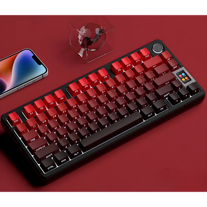 OEM PBT Side Engraved Keycaps for Mechanical Keyboard, 136-Key Red & Black Gradient Keycaps for MX Switch 60/64/84/98/108 Gaming Mechanical Keyboard