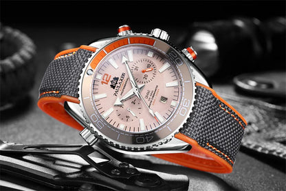 PAULAREIS P Luxury Men Automatic Self Wind Mechanical Watch for Men Rubber Strap Waterproof Luminous Date Fashion Mens Watches
