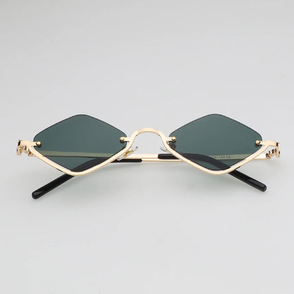Fashion Small Polygonal Sunglasses Women Luxury Brand Metal Half Frame Sun Glasses Ladies Hipster sexy Cat Eye Shades Vintage