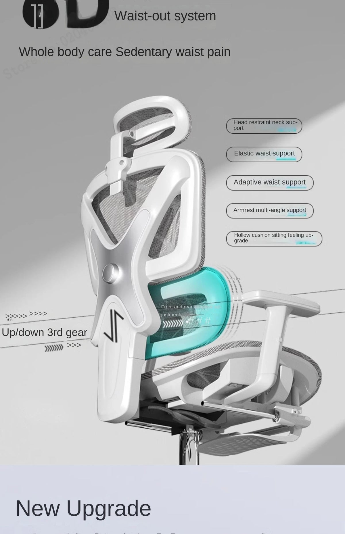 New E07 Pro Ergonomic Chair Sedentary Comfort Office Chair Home Study Gaming Chair Backrest Adjustable Seat with Footrest