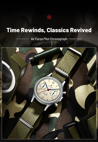 Seagull 1963 International Edition Men's Mechanical Watch Pilot Clock ST1901 Retro Chronograph Wristwatch Air Force Aviation New