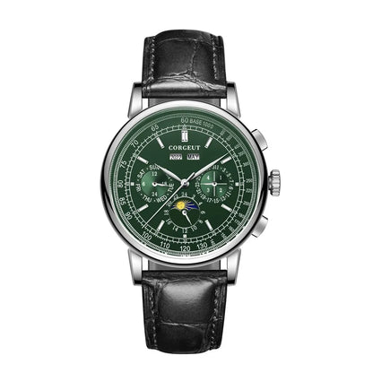 CORGEUT Automatic Mechanical Luxury Watches For Man Business Multification Date Day Month Year 316L Mechanical Men's Watches