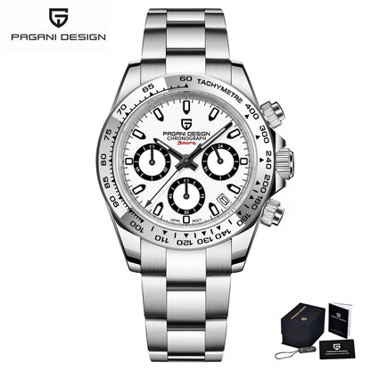 Pagani Design VK63 Fashion Men's Quartz Watch Luxury Sapphire Glass Timing Code Watch Stainless Steel Waterproof 10 Bar PD1727