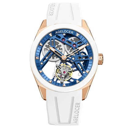AGELOCER Original Tourbillon Watch Ceramic Bezel Men's Vogue Luxury Skeleton Manual Mechanical Watch Birthday Gift for Men