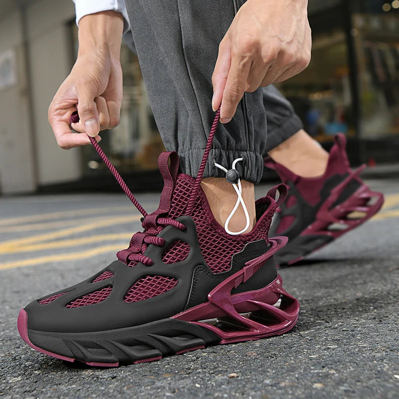 Mens Sports Shoes New Mesh Breathable Outdoor High Elasticity Running Shoes Fashionable Summer Comfortable Sports Tennis Shoes