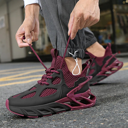 Mens Sports Shoes New Mesh Breathable Outdoor High Elasticity Running Shoes Fashionable Summer Comfortable Sports Tennis Shoes