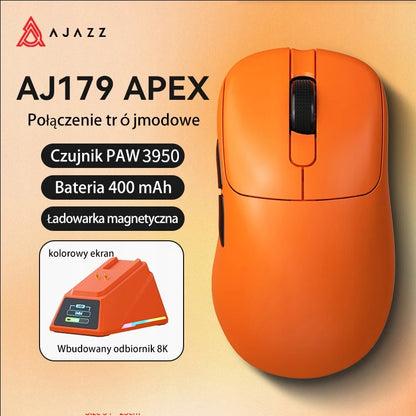 Mouse da gaming AJAZZ AJ179 APEX con dock con schermo a colori, ricarica magnetica, alta frequenza 8000Hz /, tri-mode (PAW3950) per destrimani