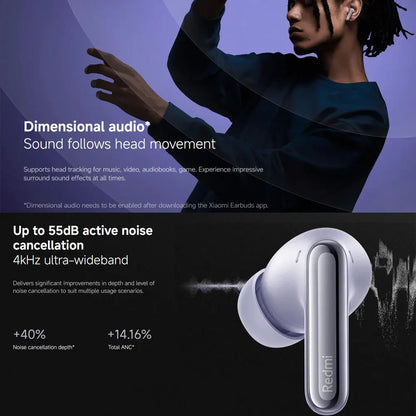 Xiaomi Redmi Buds 6 Pro Wireless Bluetooth Earphones – Hi-Res LDAC, 55dB Active Noise Cancelling ANC Earbuds with Microphone