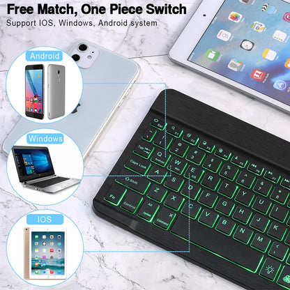10inch Backlight Bluetooth Keyboard Mouse For IOS Android Windows,Backlit Keyboard For iPad,Wireless Teclado For Samsung Tablet