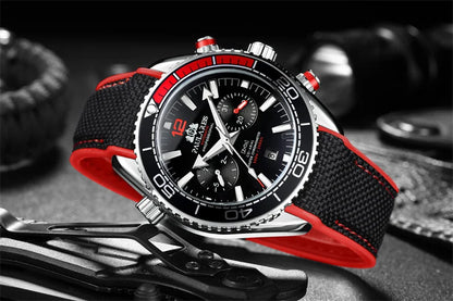 PAULAREIS P Luxury Men Automatic Self Wind Mechanical Watch for Men Rubber Strap Waterproof Luminous Date Fashion Mens Watches