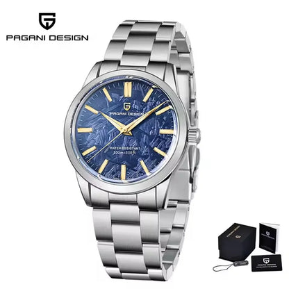 PAGANI DESIGN 40MM Orologio al quarzo da uomo con quadrante in meteorite, lusso business, zaffiro, acciaio inossidabile 316L, impermeabile 100M