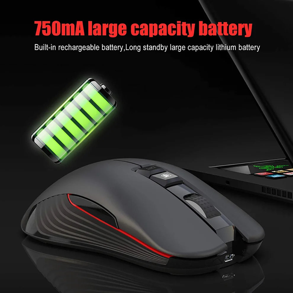 Ratón gaming inalámbrico USB-C 2.4G recargable, 3600DPI, 7 botones, Type-C, silencioso, para Macbook, portátil, PC y ordenador