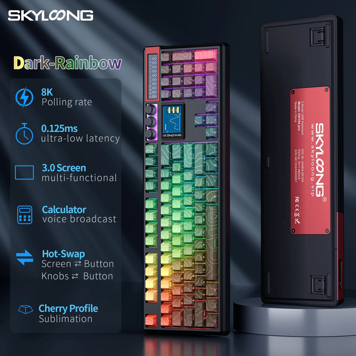 Teclado mecánico inalámbrico SKYLOONG GK104 Pro 100% personalizado, teclado con interruptores intercambiables en caliente de bajo ruido para PC gamer y accesorios de oficina