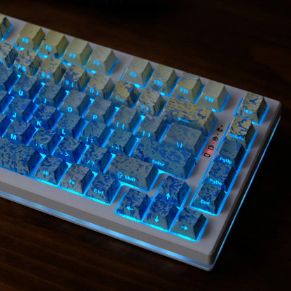 KYOMOT 135 Keys PBT Side Print Keycap Double Shot Cherry Profile Shine Through Keycaps for MX Switch Games Mechanical Keyboard