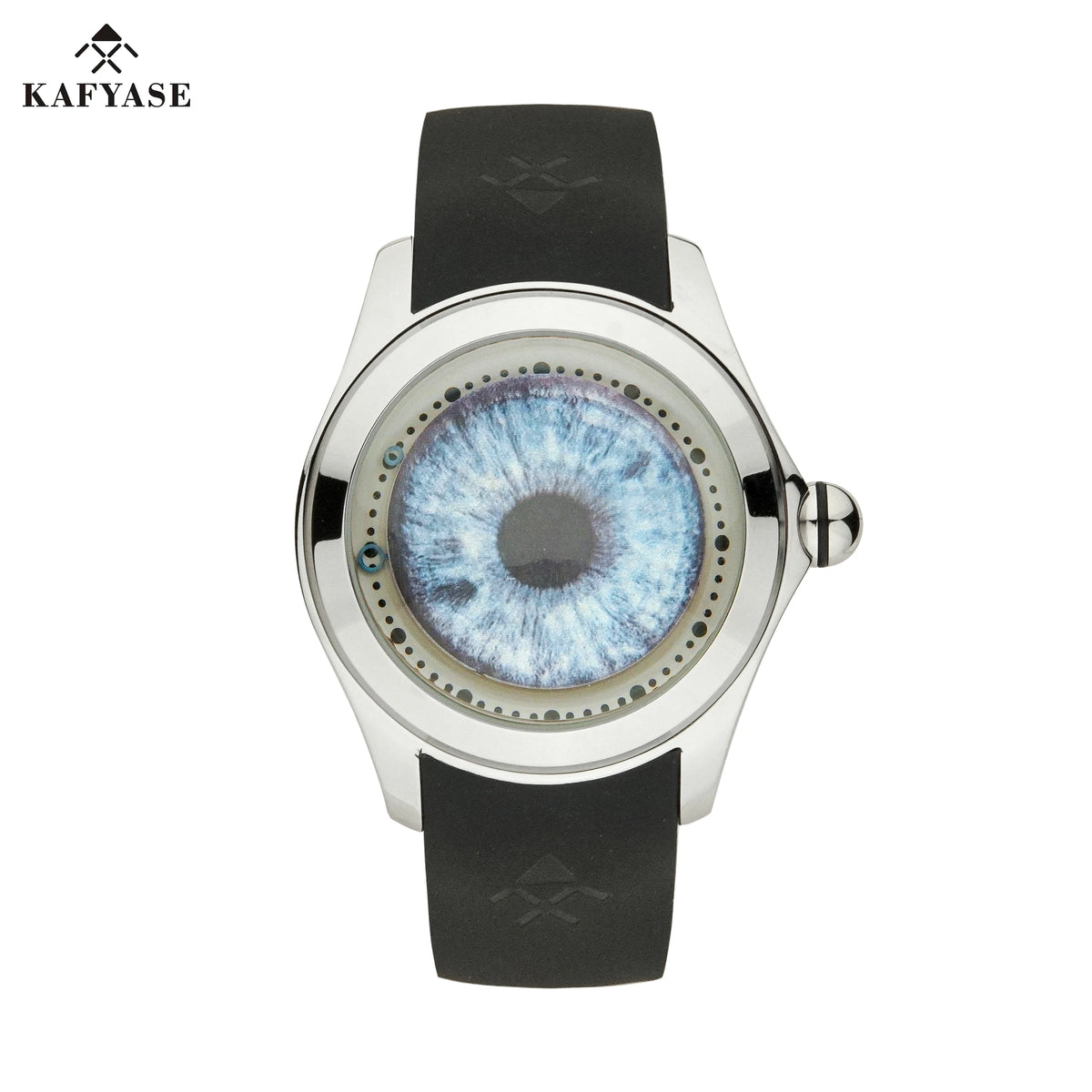 KAFYASE Fashion Earth  Bubble Rubber Automatic Watches Luxury Men 46mm Mechanical Wristwatches Art Eye Ball Dial Classic Watch